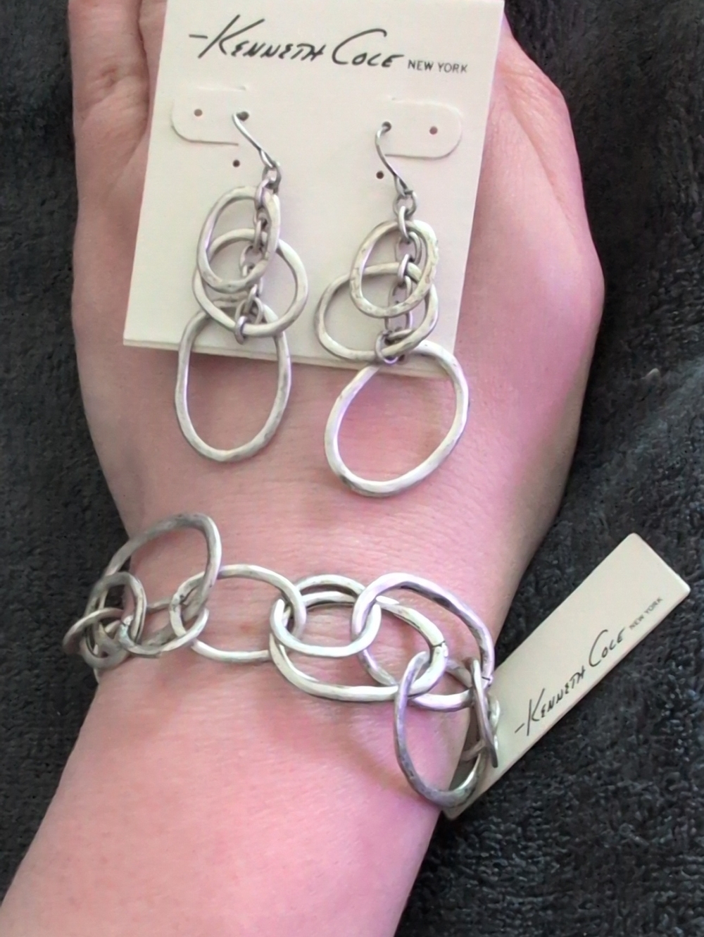 Kenneth Cole Silver-Tone Linked Hoop Bracelet and Earrings Set